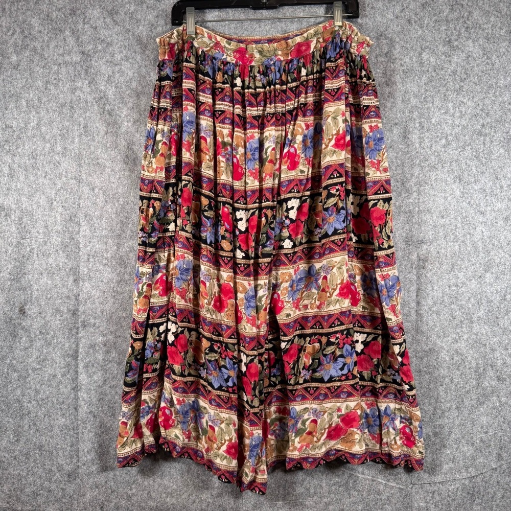 Vtg Boho Skirt Womens Medium Petite India Ethnic Artsy Dark Romantic Floral - Picture 3 of 10